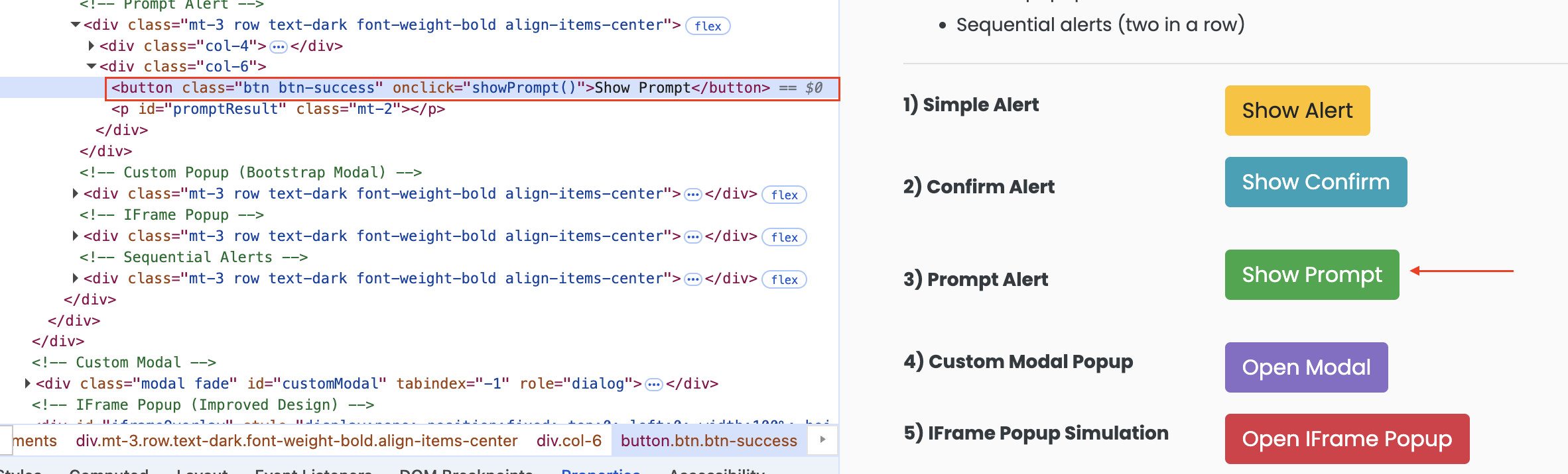 Dialog box trigger button